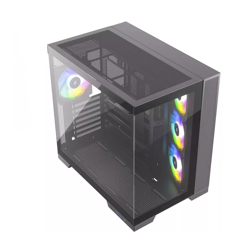 Silentware View A-RGB Black PC korpuss VIEWBLACK — vidējais tornis ar A-RGB apgaismojumu