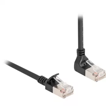 Delock tīkla kabelis - RJ-45 (vīriešu) augšup leņķveida uz RJ-45 (vīriešu) taisns - 2,0 m - 4,5 mm - S/FTP - CAT 6a - ekranēts, bez halogēna - melns (80288)