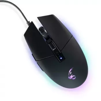 Gaming pele MediaRange MRGS202 — labā roka, optiskā, 4000 DPI, 6 pogas, USB Type-A, melna