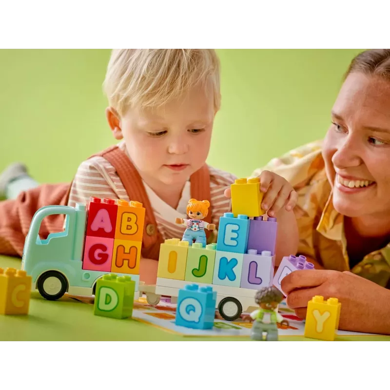 Konstruktors LEGO DUPLO 10421 ABC Kravas Auto, 36 gab., 2 minifigūras, vecumam no 2+ gadiem, izmēri 110×140×70 mm