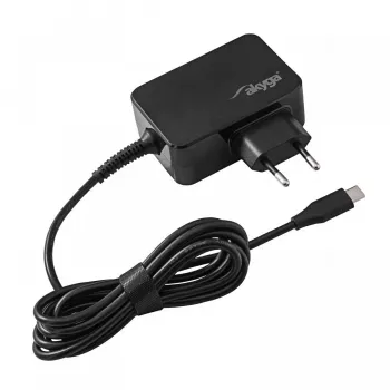 Akyga AK-ND-80 USB-C GaN klēpjdatora barošanas adapteris 45 W, PD 3.0, 5–20 V, 1,8 m kabelis, melns