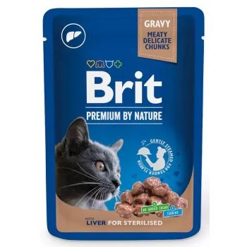 Brit Premium Liver Sterilised pâtē 100 g – slapjā barība sterilizētiem pieaugušiem kaķiem