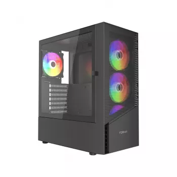PC korpuss GEMBIRD Fornax 4300 Midi Tower ATX, rūdīts stikls, 2x3.5 collu sloti, 3x2.5 collu sloti, ARGB ventilatoru atbalsts, USB 3.2 Gen1