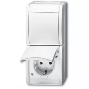 Kombinētā kontaktligzda Busch-Jaeger 2601/6/20 EW-54 CEE 7/3 2P+E 16A 250V IP44 Balta