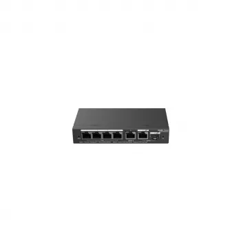 Ruijie Reyee RG-ES206GS-P 6 portu Gigabit viedais L2 PoE komutators ar vadību mākonī, 4x PoE, 1x Combo/SFP, 54 W, melnā krāsā