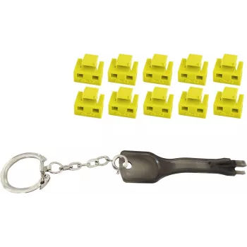 ShiverPeaks BS08-01032 RJ45 porta bloķētājs, dzeltenā krāsā, 10 gab. komplekts ar 1 atslēgu