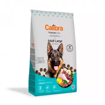 Sausā suņu barība Calibra Premium Adult Large Chicken 12 kg — bezgraudu, bezglutēna, 25% olbaltumvielu, 14% tauku