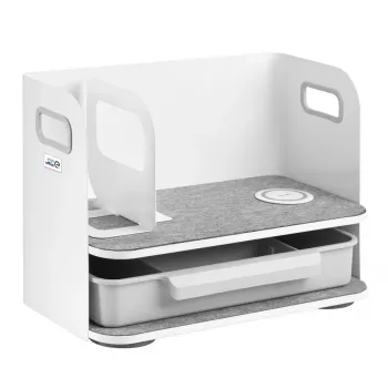 Galda organizators ar atvilktni un bezvadu lādētāju Ergo Office, balts, max. 10kg, ER-441