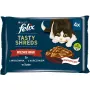 FELIX Tasty Shreds ar liellopu gaļu un vistu - 4x 80g