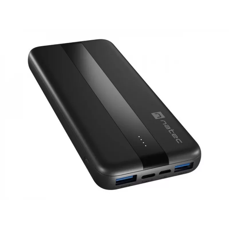 NATEC TREVI SLIM Q V2 Litija polimēra ārējais akumulators 10000 mAh Melns