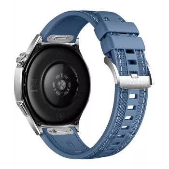 Viedpulkstenis HUAWEI WATCH GT5 46mm — 1.43 collu AMOLED, GPS, 524 mAh, nerūsējošā tērauda korpuss, zila auduma siksniņa