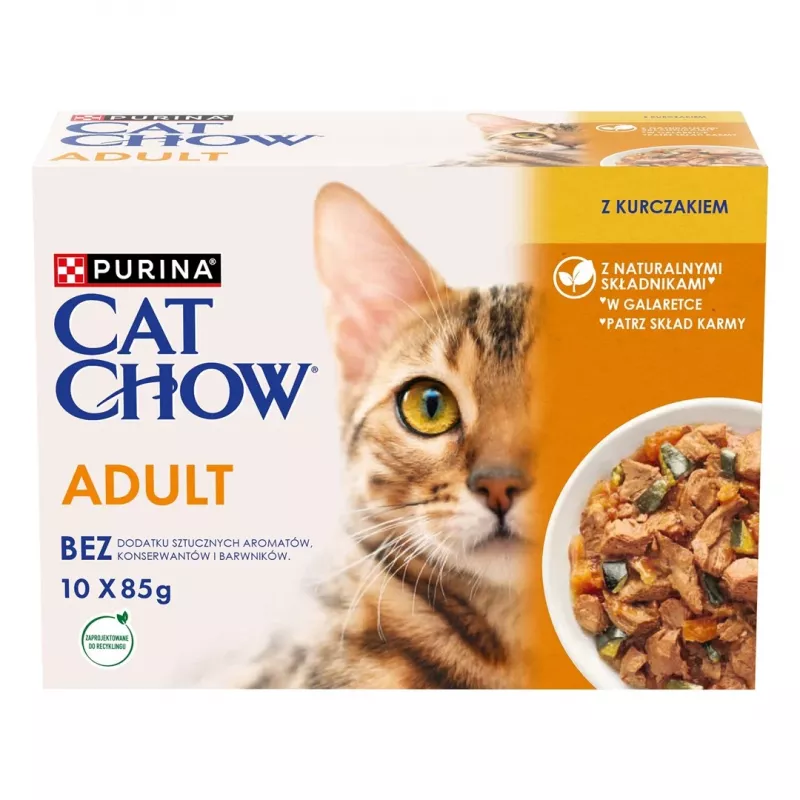 Purina Nestlé Adult 1+ slapjā kaķu barība vistas gaļa 10×85 g