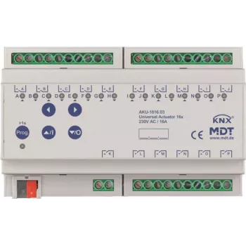 MDT AKU-1616.03 universālais izpildmehānisms, 16-kārtīgs, 8TE REG, 16 A, 230 VAC, 100 µF, 15 EVG