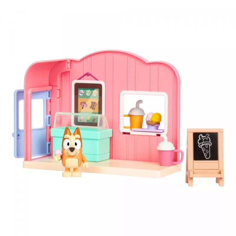 TMTOYS figūru komplekts Mini Bluey Saldējuma Veikals BLU17553 – kolekcionējamas rotaļu figūras, maza mēroga komplekts