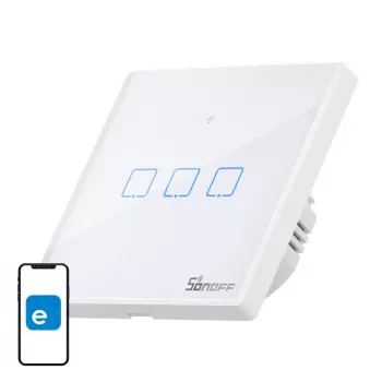 Sonoff T2 EU TX 3-kanālu viedais sienas slēdzis Wi‑Fi + RF 433