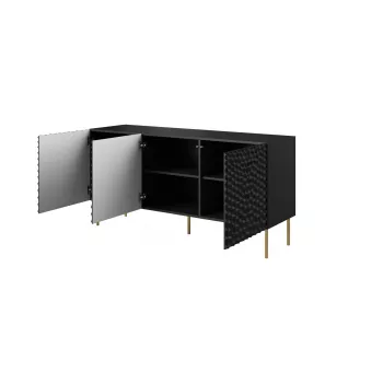 Kumode HOLE 152x42.5x74.5 cm matēti melna, skaidu plātne, 16 mm rāmis