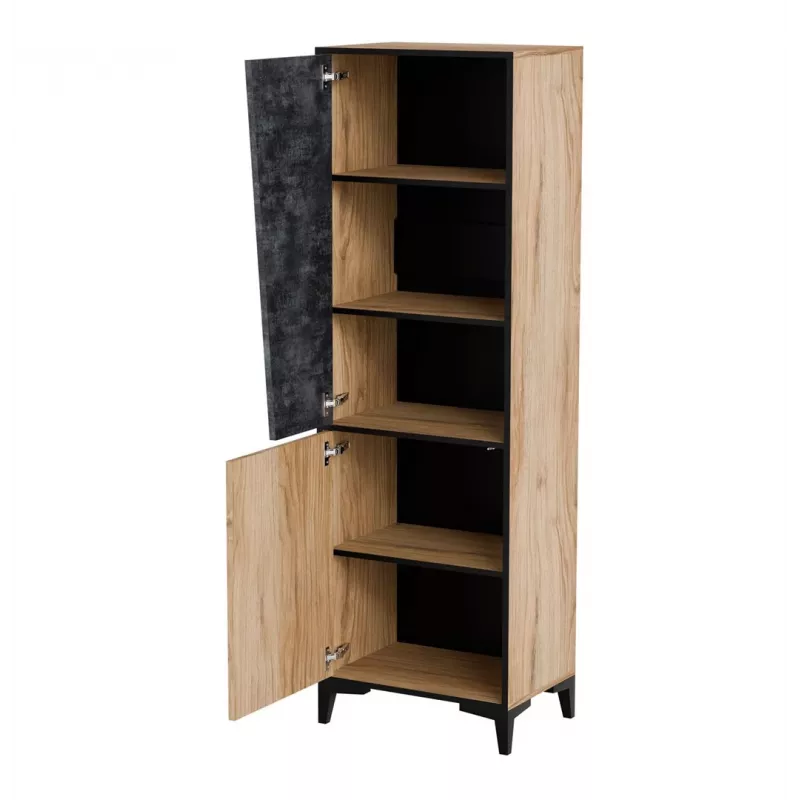 Plauktu sistēma cama meble OVO 2D grāmatu skapis 50×38×182.5 cm ozols/betons