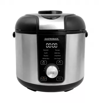 Rīsu plīts GASTROBACK Rice Control Low Carb & Steam, 3 L, 450 W, melna/nerūsējošais tērauds