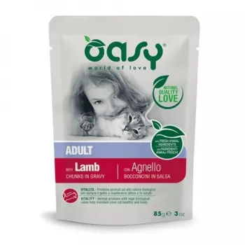 Oasy Chunks mērcē pieaugušiem kaķiem Jērs 85g