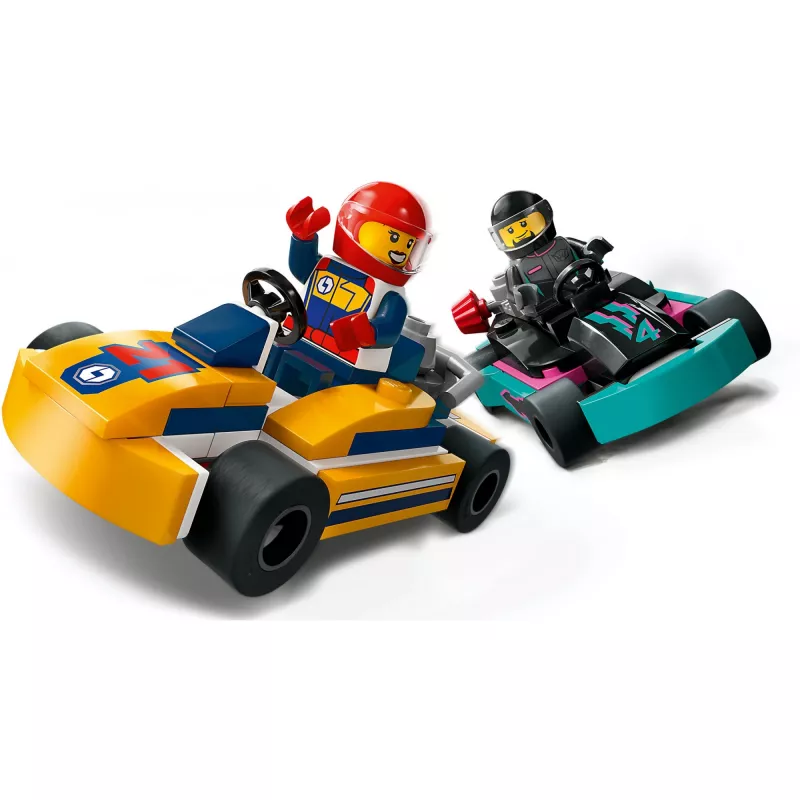 Konstruktors LEGO 60400 City Gokarti ar braucējiem – rotaļu komplekts ar minifigūrām un transportlīdzekļiem