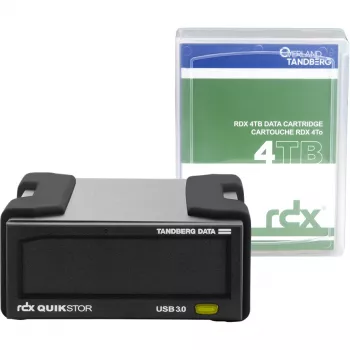 RDX ārējais diskdzinis Tandberg Data O-T ar 4 TB HDD, USB 3.2 Gen 1, melns, ilgtspējīgs 260 MB/s