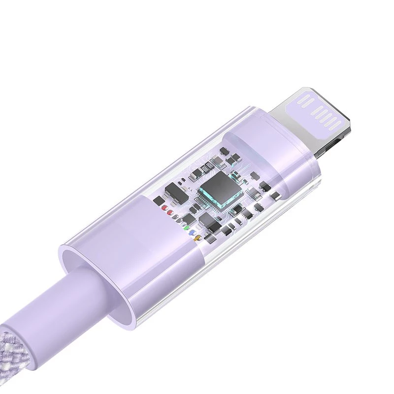 USB-C uz Lightning ātrās uzlādes kabelis Baseus Gem 1 m 20 W Violeta, neilona pīte, 7-pin Lightning