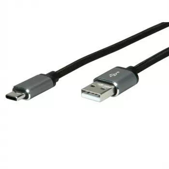 USB kabelis ROLINE 11029029 USB 2.0 3m USB A USB C Melns Sudrabs