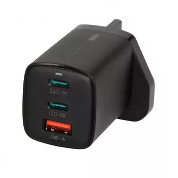 iBOX C-65 Melns, GaN 65W universāls lādētājs UK spraudnis