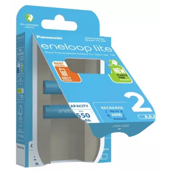 Akumulatora baterijas PANASONIC ENELOOP LITE AAA 550 mAh 2 gab. (BK-4LCCE/2CP)