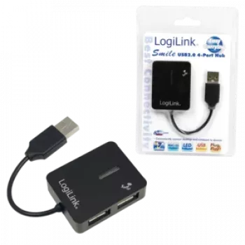 USB centrmezgls LOGILINK UA0139 — 4 porti USB 2.0, 480 Mbit/s, melns