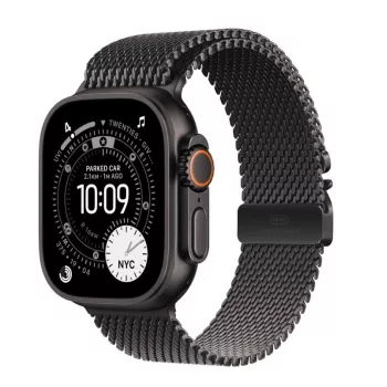 Apple Watch Ultra 3 GPS + Cellular 49mm Melna titāna korpuss ar Melnu titāna Milānas cilpu Medium