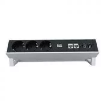Bachmann DESK 2 pagarinātājs 0,2 m, 3 kontaktligzdas, melns/balts
