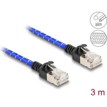 Tīkla kabelis DeLOCK RJ45 Slim 3m Cat6A U/FTP Zils