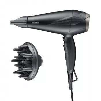 Fēns SEVERIN HT0167 Melns/Sudrabs, 1600W, kompakts salokāms dizains