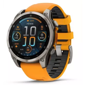 Garmin Fenix 8 3.56 cm (1.4) AMOLED 51 mm Digitāls 454 x 454 pikseļi Skārienjutīgs Titāns Wi-Fi GPS (satelīts)