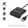 ID kartes skeneris QOLTEC Smart chip ID card scanner — USB, melns, 84.5×65×16 mm, 63 g