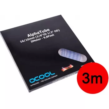 Alphacool 18575 Caurspīdīga PVC caurule 1,6 cm x 3 m (atvērts iepakojums)