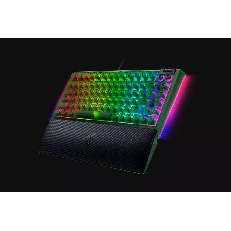 Mehāniskā spēļu tastatūra Razer BlackWidow V4 75% — Vadu ASV izkārtojums, Phantom Green Edition, Razer mehāniskie taustes slēdži