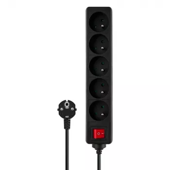 Savio LZ-02 Melns pagarinātājs ar 5 kontaktligzdām