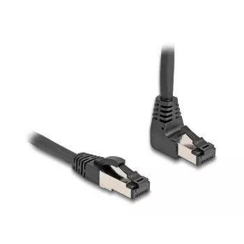 Tīkla kabelis DeLOCK RJ45 Cat.8.1 90° Uz augšu leņķveida / Taisns 1m Melns