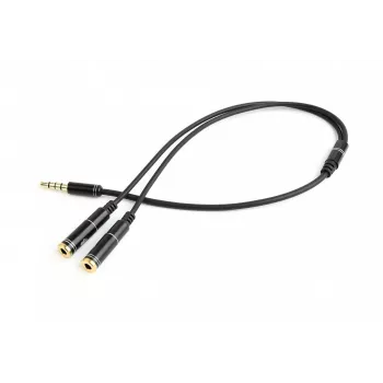 Audio adapteris Gembird CCA-417M 2×3.5 mm vīrišķais uz 3.5 mm sievišķais, 0,2 m, melns