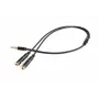 Audio adapteris Gembird CCA-417M 2×3.5 mm vīrišķais uz 3.5 mm sievišķais, 0,2 m, melns
