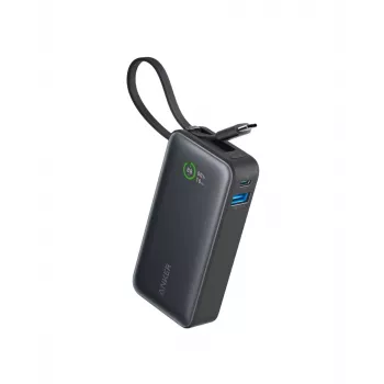Anker Powerbank 545 NANO 30W 10000mAh ar iebūvētu USB-C kabeli, melna