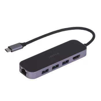 UNITEK USB-C centrmezgls 3.1, RJ-45, 3xUSB-A, HDMI, 4K, PD100W