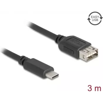 USB 2.0 kabelis DELOCK 81538 – USB-C uz USB-A, 3 m, melns