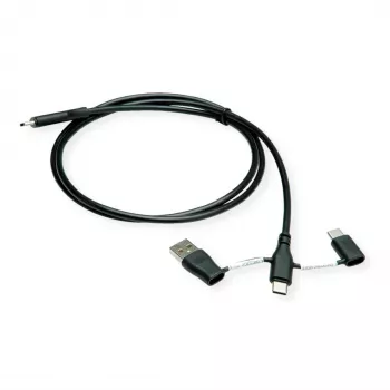 ROLINE USB 2.0 kabelis Type-C ST/ST ar datu bloķēšanas adapteriem A un C - kabelis - digitāls/dati