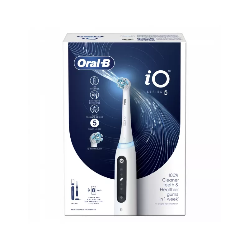 Oral-B IO5 Elektriskā zobu birste ar somiņu Quite White 1 Gab.