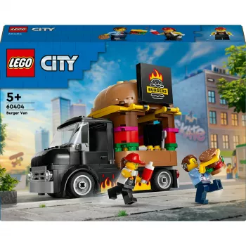 LEGO City Burger Furgons Bērniem no 5 Gadiem - Pārtikas Kravas Auto Ar Virtuvi Un Figūriņām
