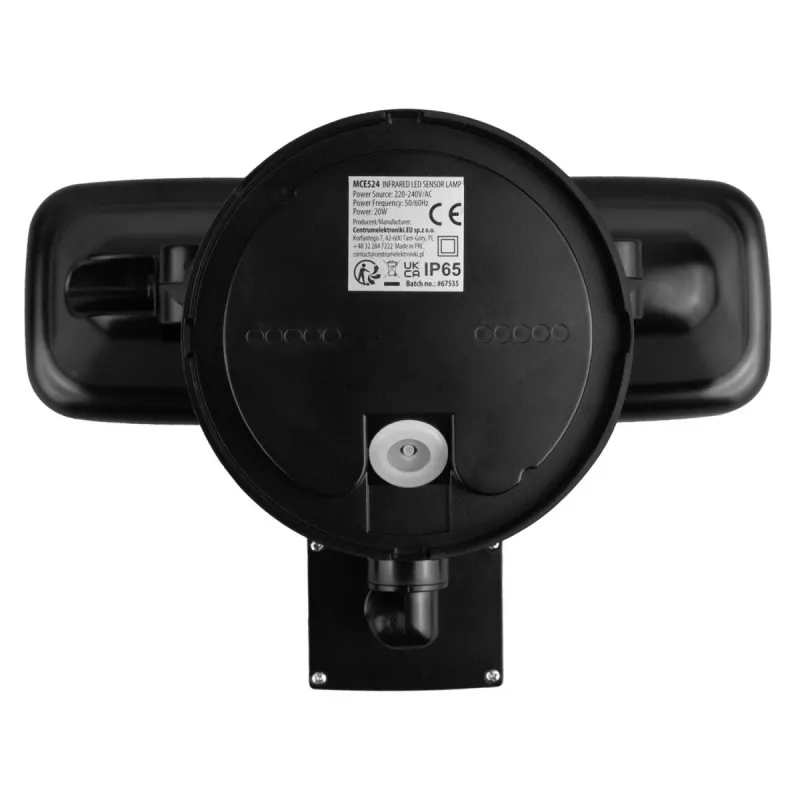 LED āra sienas lampa MACLEAN MCE524 ar PIR kustības sensoru, modelis MCE524 B