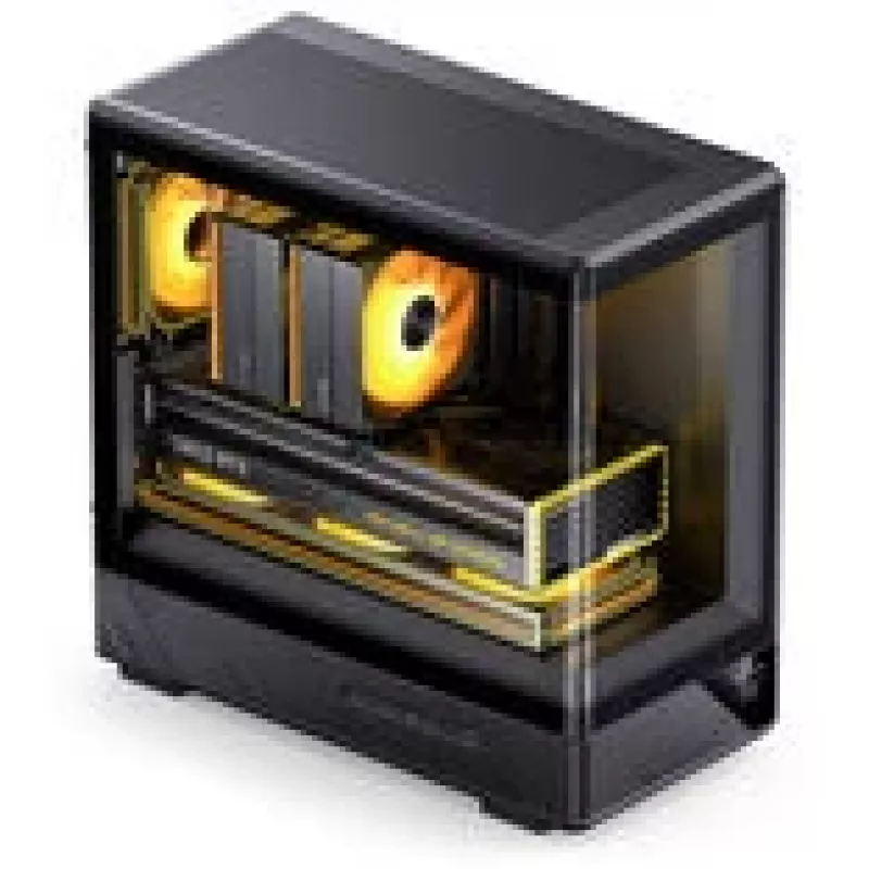 Datora korpuss Jonsbo D200 midi-tower mATX rūdīts stikls mini temperatūras displejs melns
